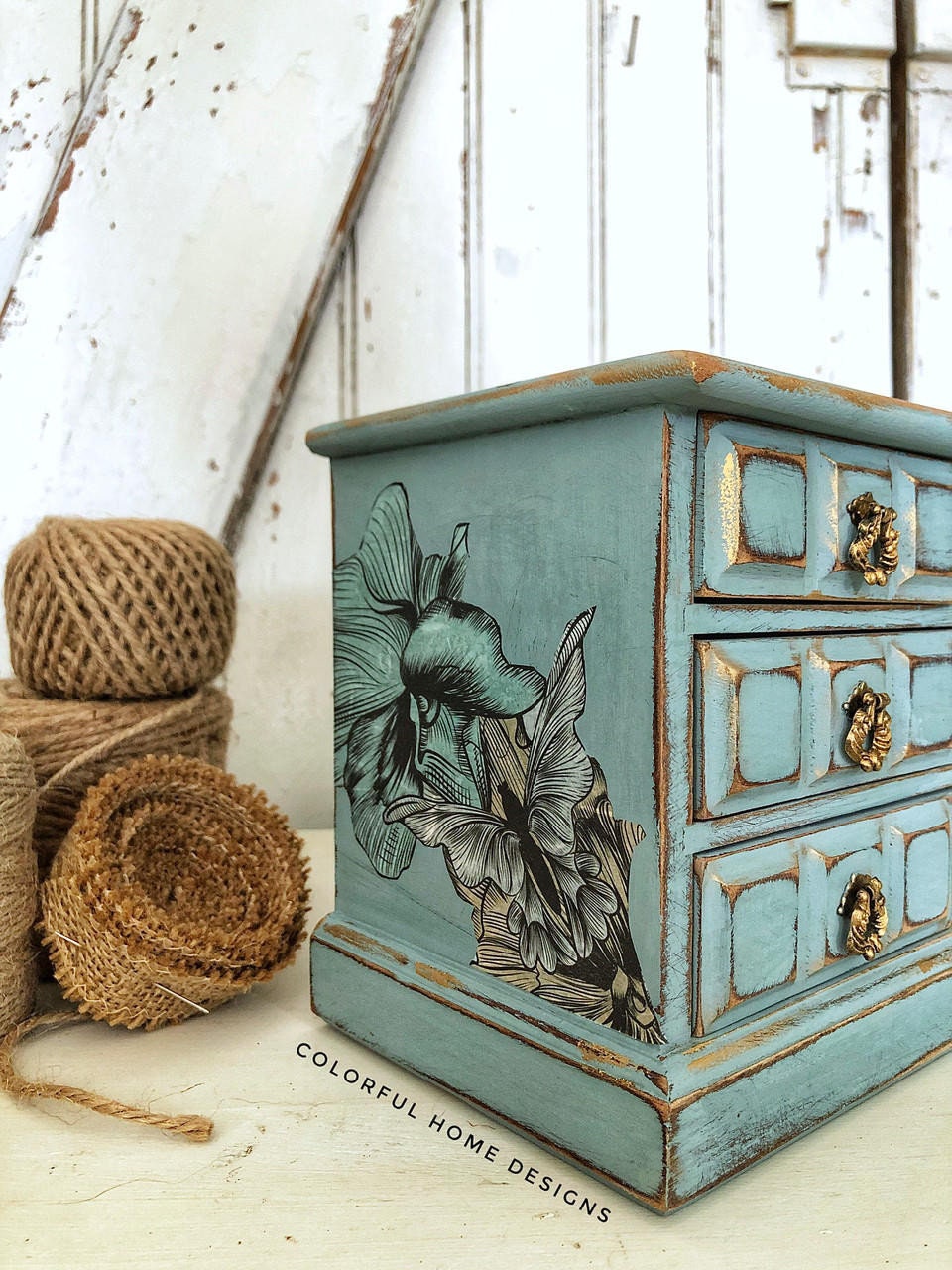 BLUE AND YELLOW | Retired | Floral - Rice Decoupage Paper - For Furniture | Crafts | Art | Dixie Belle Paint | Belles & Whistles