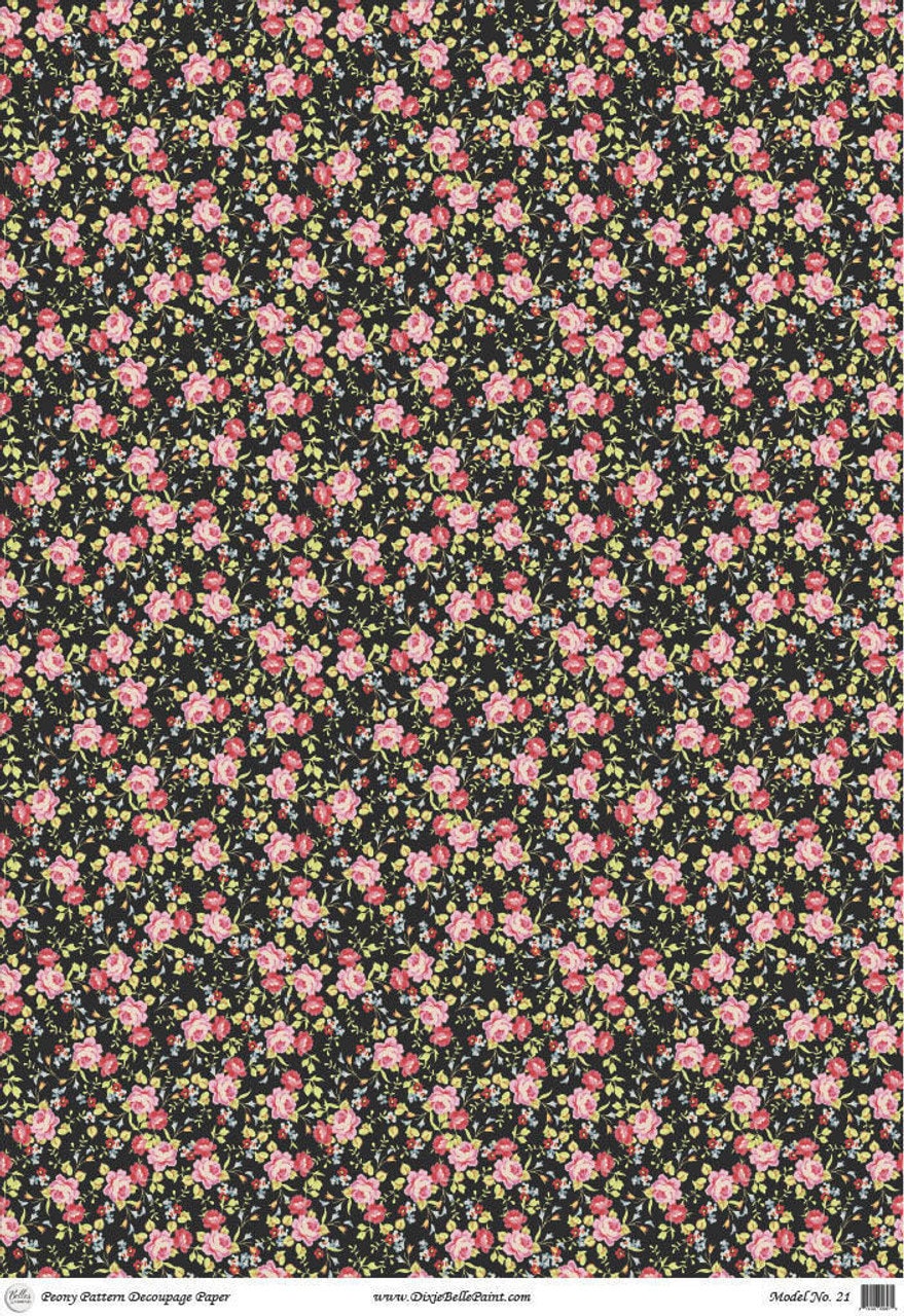 PEONY PATTERN | Retired | A1 Rice Decoupage Paper | For Furniture | Crafts | Art | Dixie Belle Paint