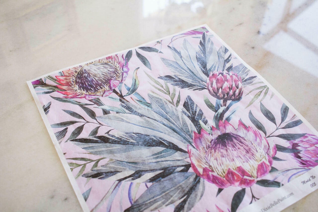 TROPICAL ON PINK | Retired | Rice Decoupage Paper - Dixie Belle Paint