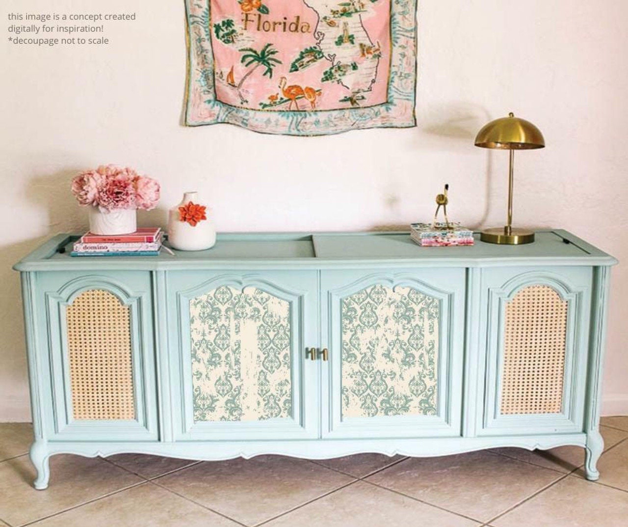 DISTRESSED DAMASK | Retired | A1 Rice Decoupage Paper | For Furniture | Crafts | Art | Dixie Belle Paint