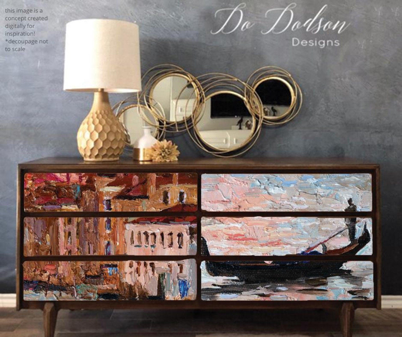 GONDOLA AND LANDSCAPE | Retired | A1 Rice Decoupage Paper | For Furniture | Crafts | Art | Dixie Belle Paint