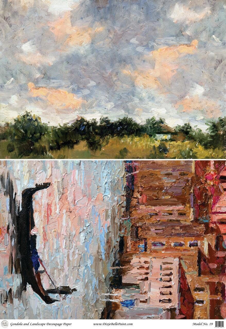 GONDOLA AND LANDSCAPE | Retired | A1 Rice Decoupage Paper | For Furniture | Crafts | Art | Dixie Belle Paint