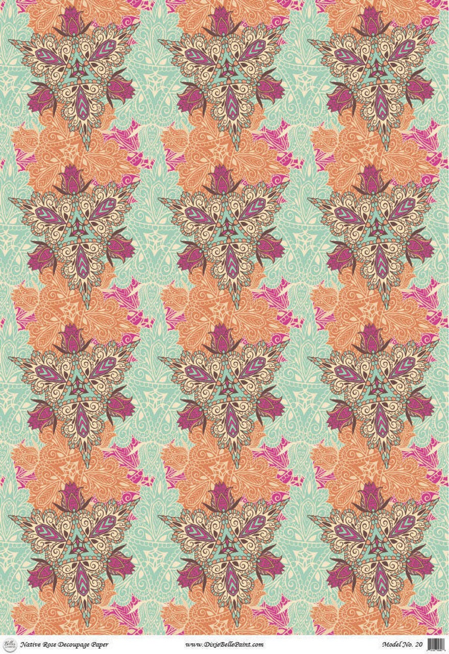 NATIVE ROSE | Retired | A1 Rice Decoupage Paper | For Furniture | Crafts | Art | Dixie Belle Paint