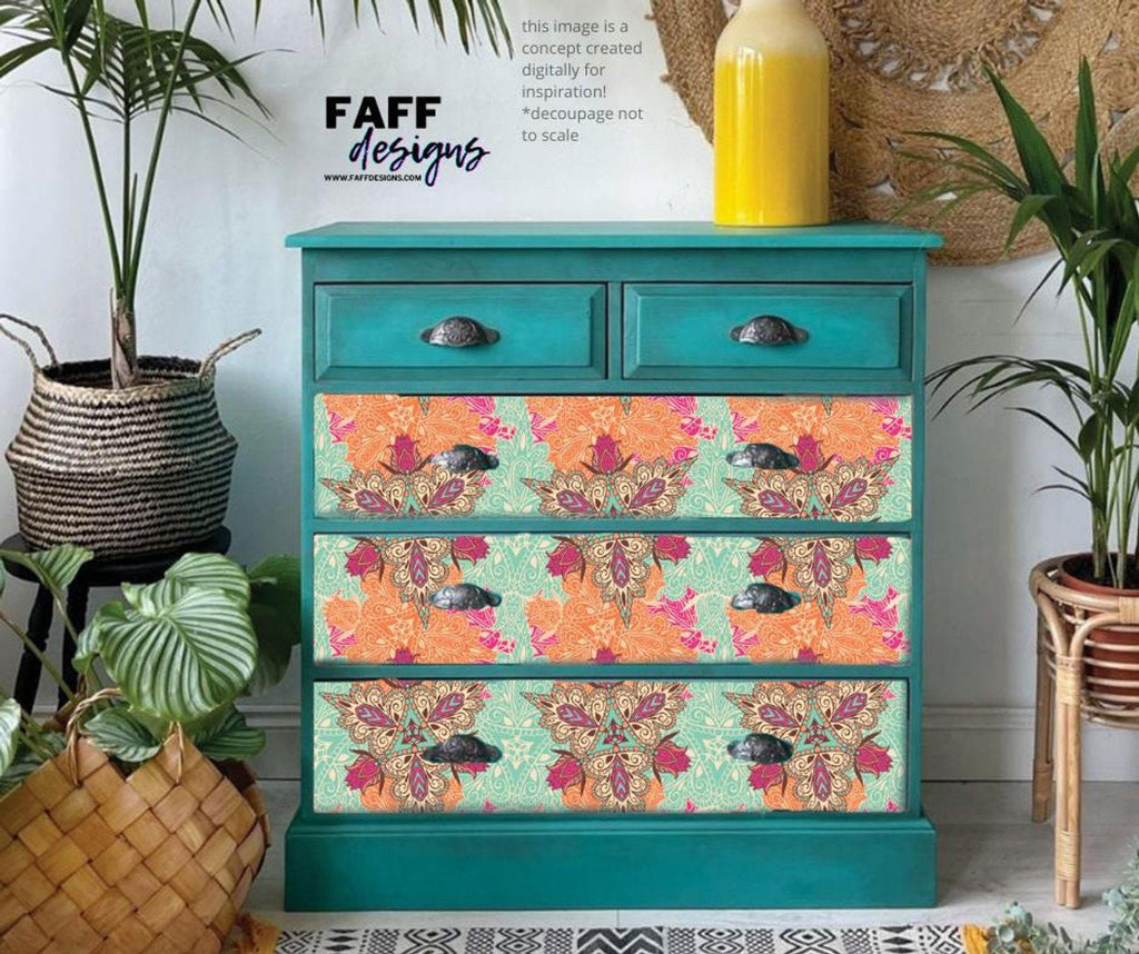 NATIVE ROSE | Retired | A1 Rice Decoupage Paper | For Furniture | Crafts | Art | Dixie Belle Paint
