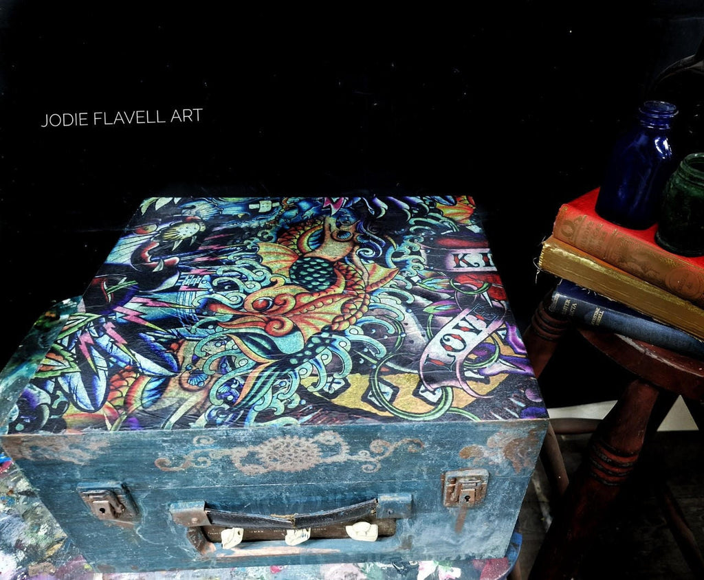 VINTAGE TATTOO | Retired | A1 Rice Decoupage Paper | For Furniture | Crafts | Art | Dixie Belle Paint Dixie Belle Paint