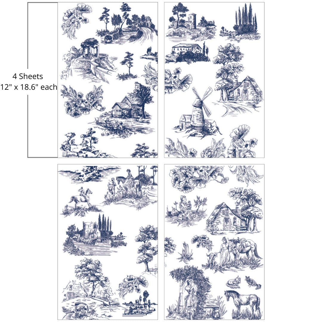 Cottage Toile | Large Transfer | Dixie Belle Paint | vintage landscape