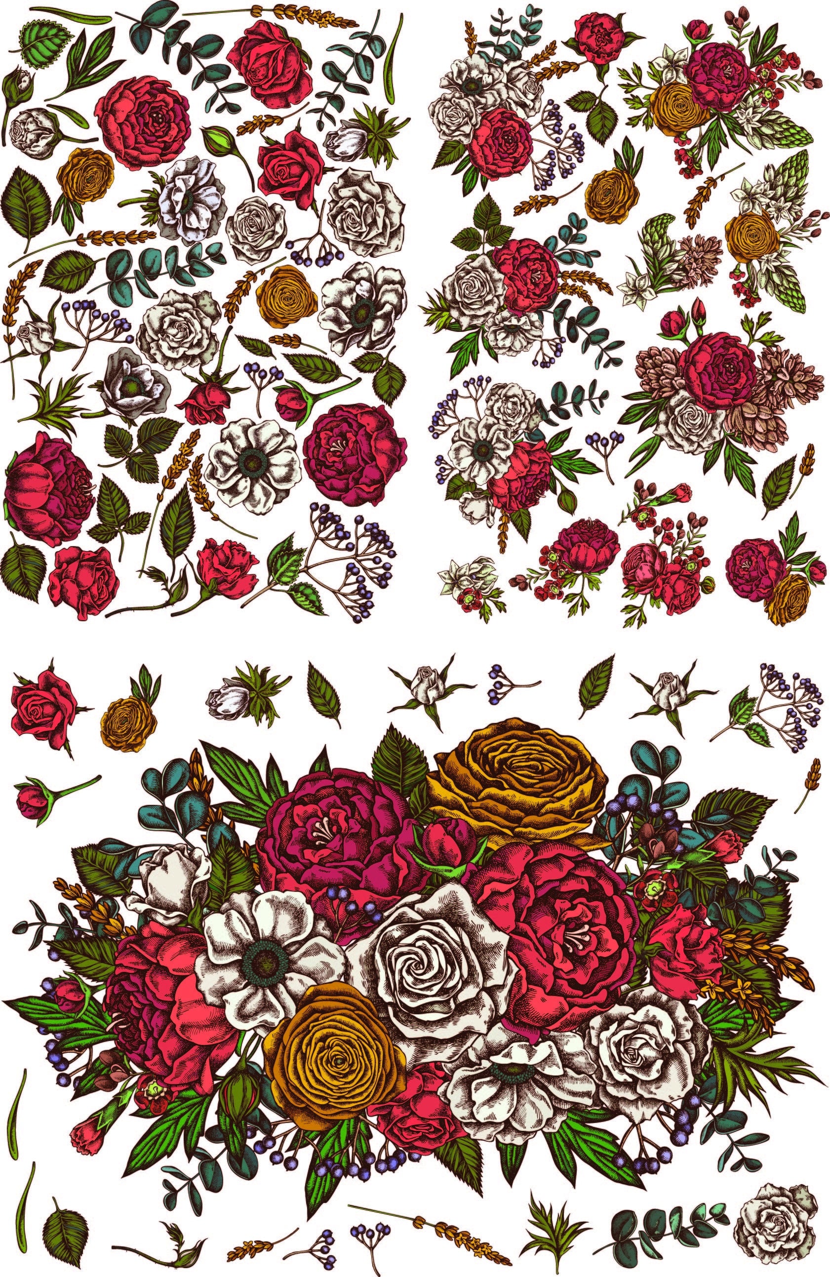 TIMELESS PETALS | Large Transfer | Dixie Belle Paint | roses and petals on translucent background