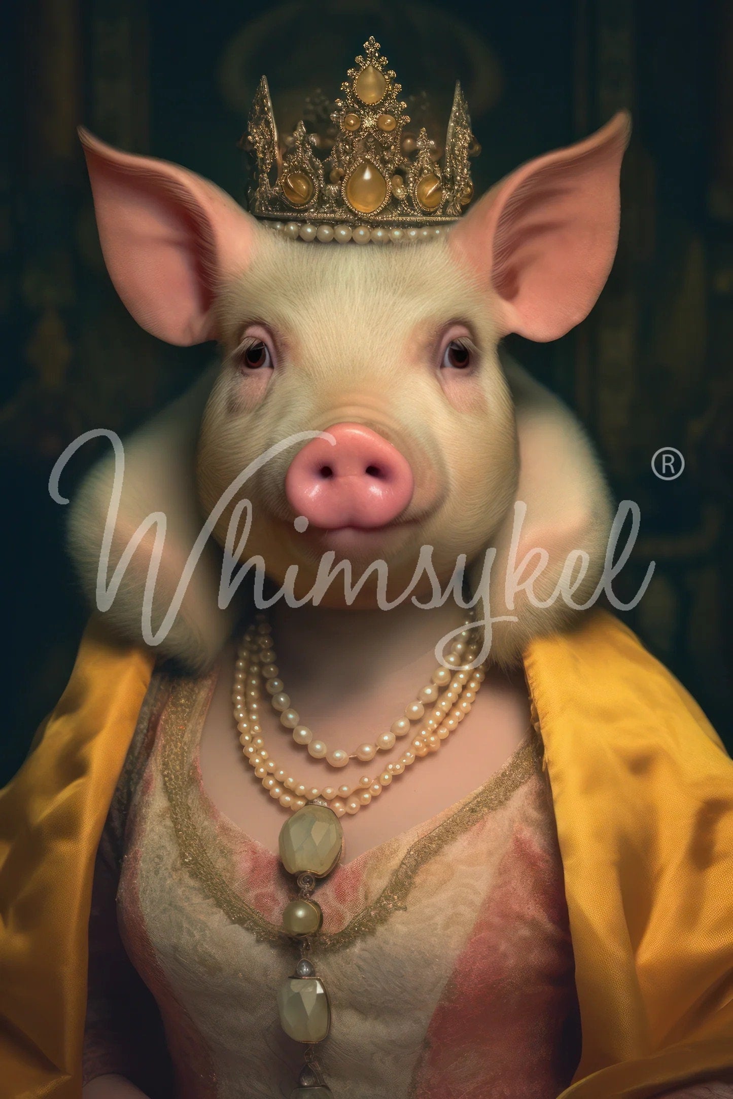 Princess Porkington/Porkabella Large Decoupage Tissue Paper for Furniture 21x29 Whimsykel Designs Royal Pig