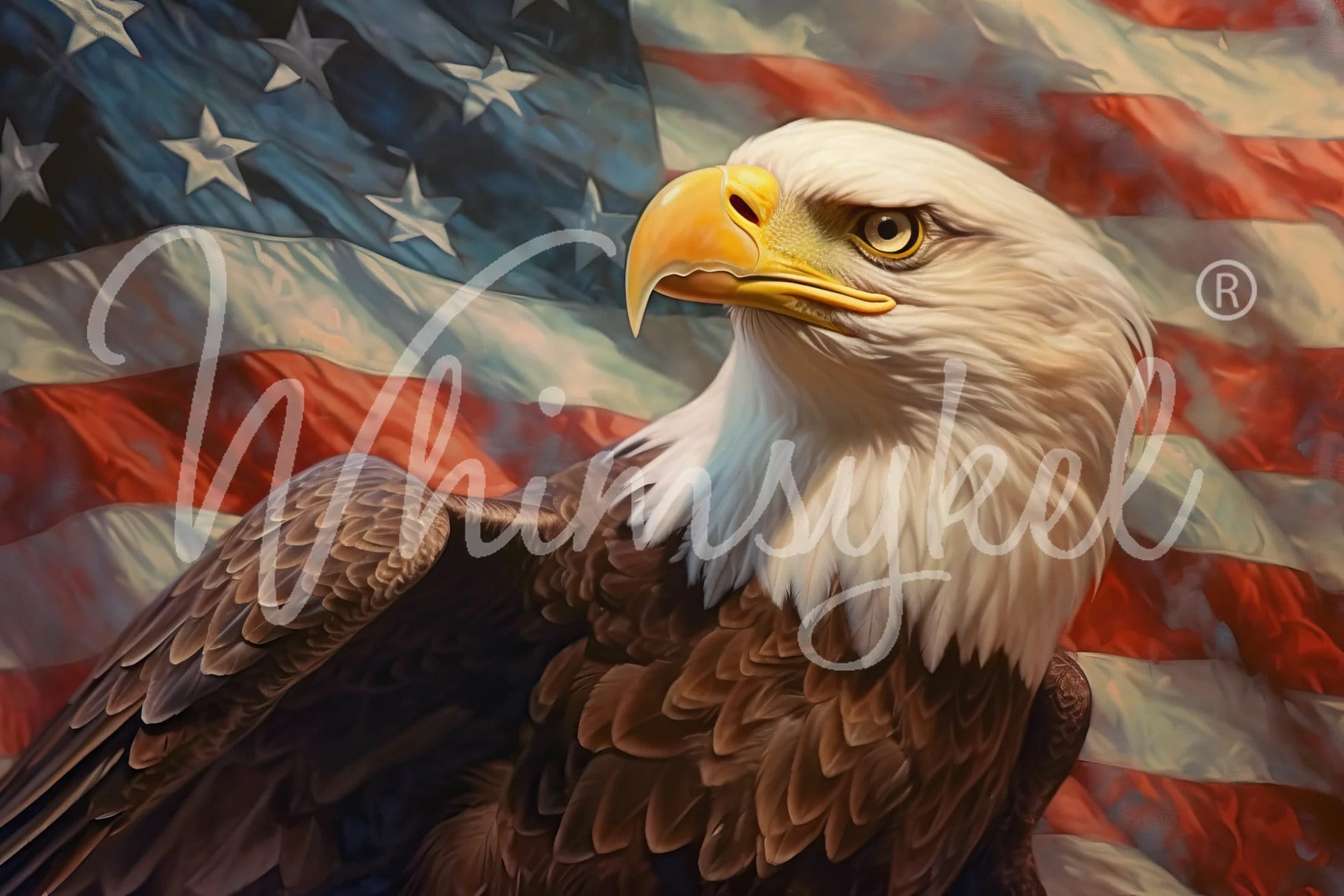 Merica Large Decoupage Tissue Paper for Furniture 21x29 Whimsykel Designs American Flag with Eagle