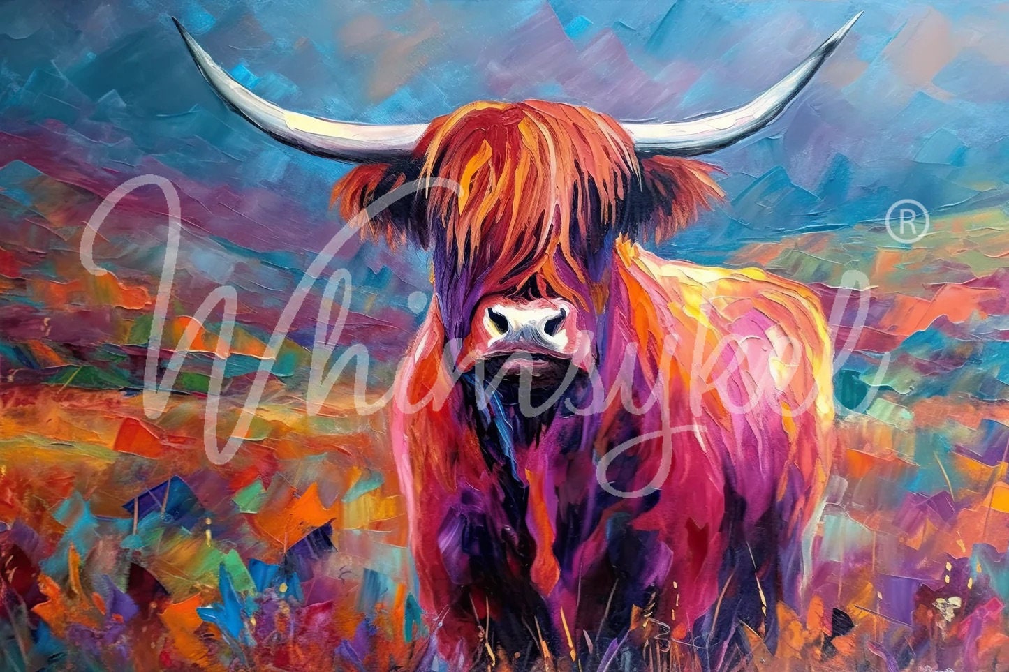 AGNUS the HIGHLAND COW (Retired) | Large Decoupage Tissue Paper for Furniture | Arts & Crafts | 21x29 | Whimsykel Designs