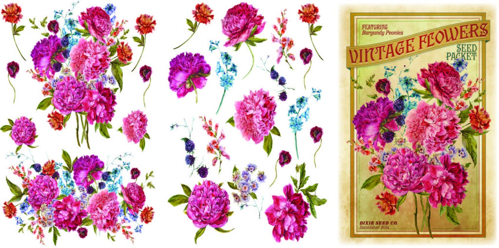 DIXIE SEED CO. | Mid Transfer | Dixie Belle Paint | pink/purple vintage florals Dixie Belle Paint