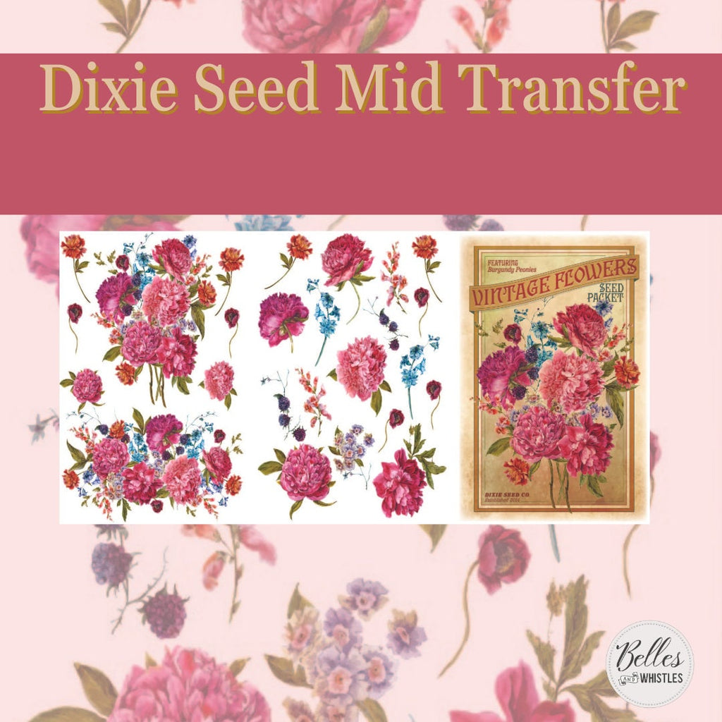 DIXIE SEED CO. | Mid Transfer | Dixie Belle Paint | pink/purple vintage florals Dixie Belle Paint
