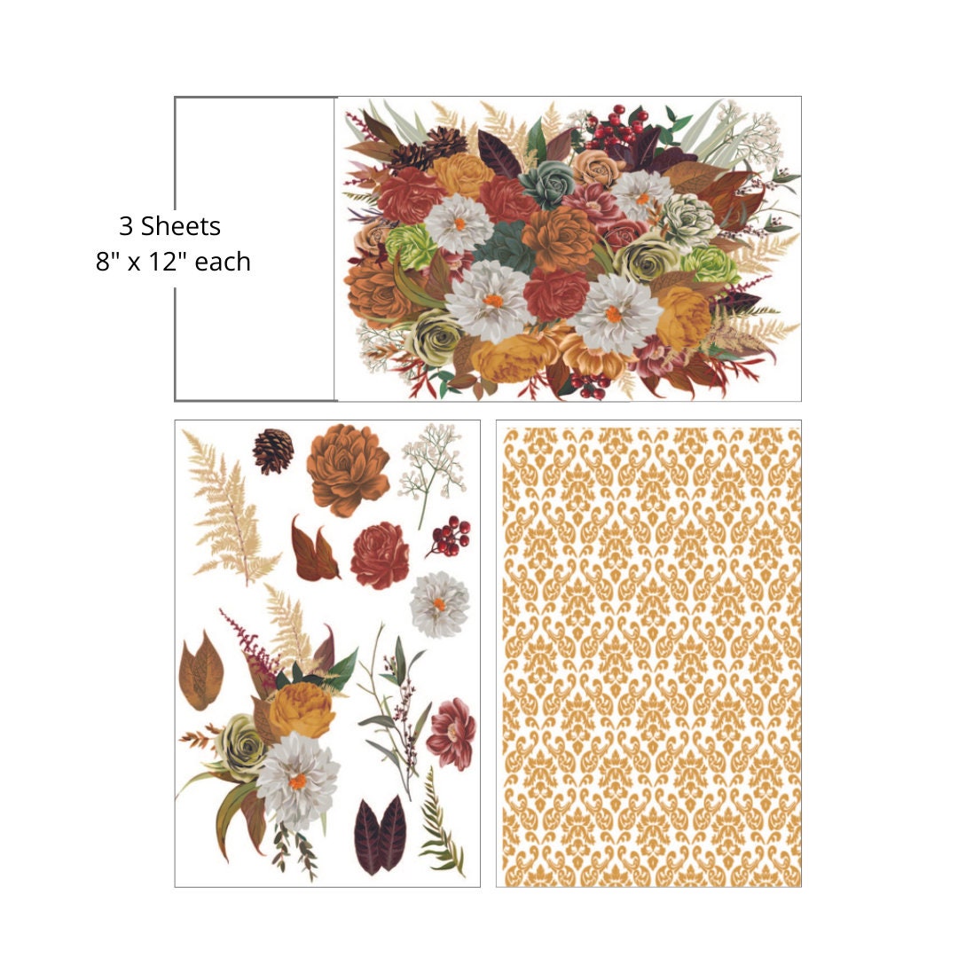 EARTHY BOUQUET | Mid Transfer | Dixie Belle Paint | florals on translucent background