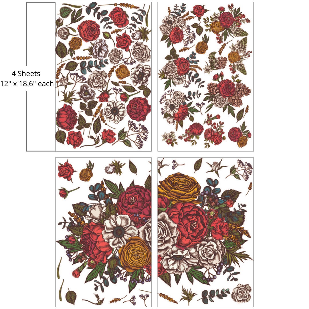 TIMELESS PETALS | Large Transfer | Dixie Belle Paint | roses and petals on translucent background