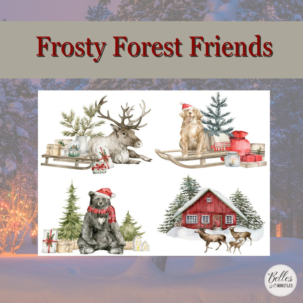 FROSTY FOREST FRIENDS | 1 Sheet - A4 8.3" x 11.7" | Rice Decoupage Paper For Furniture | Crafts | Art | Dixie Belle Paint