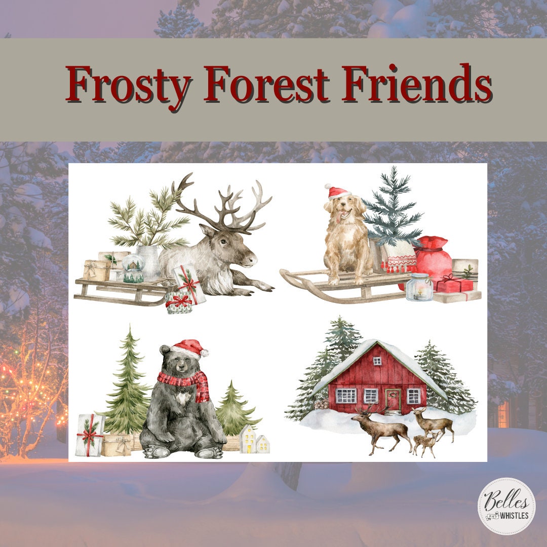 FROSTY FOREST FRIENDS | 1 Sheet - A4 8.3" x 11.7" | Rice Decoupage Paper For Furniture | Crafts | Art | Dixie Belle Paint