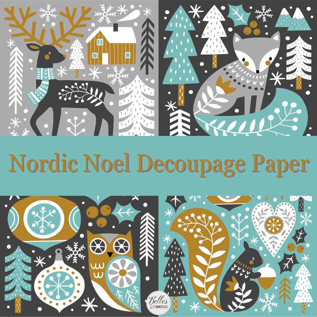 Nordic Noel | 1 Sheet - 8.3" x 8.3" | Rice Decoupage Paper | Furniture | Crafts | Art