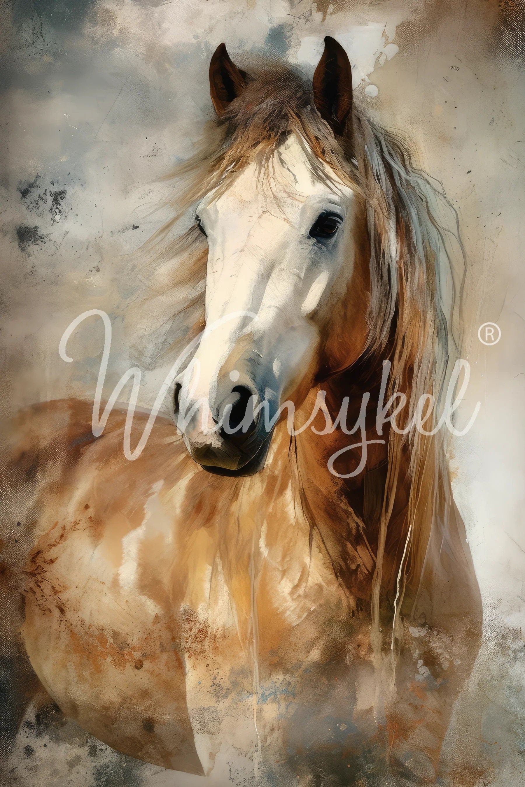 Moonstone Beauty Large Decoupage Tissue Paper for Furniture 21x29 Whimsykel Designs Horse in Field