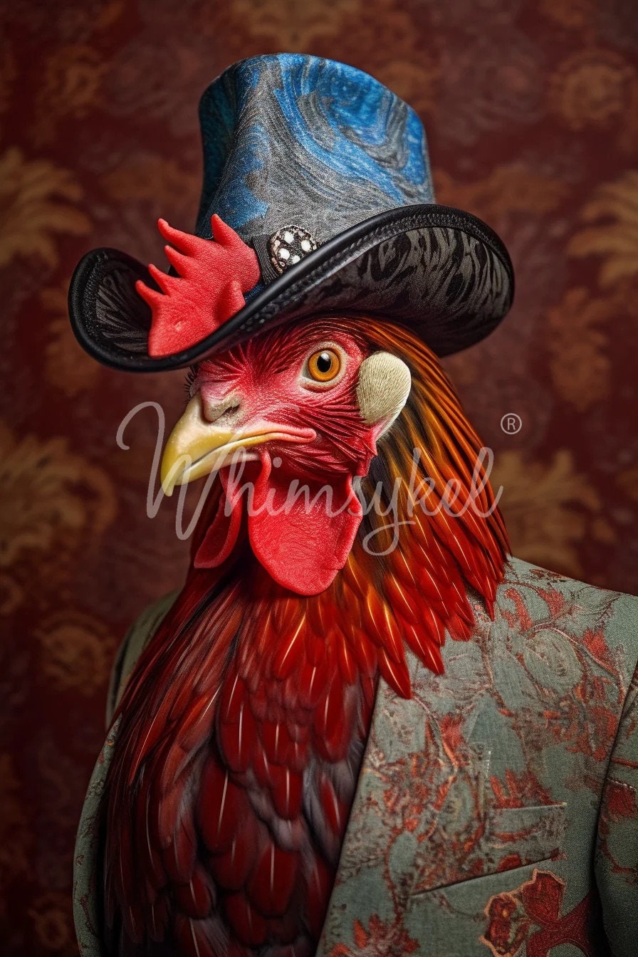 Rusty Wrangler Large Decoupage Tissue Paper for Furniture 21x29 Whimsykel Designs Rooster in Cowboy Hat