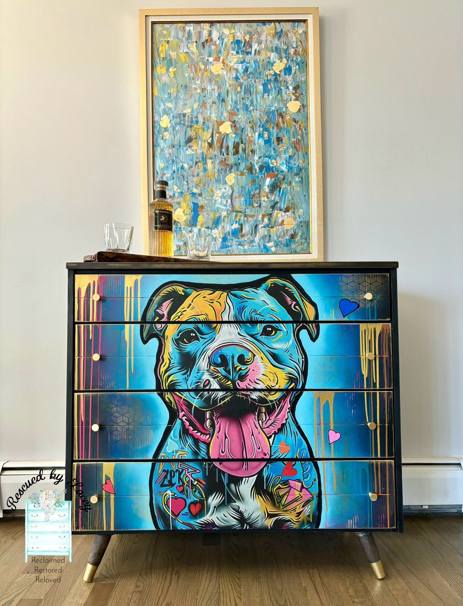 Zēk Large Decoupage Tissue Paper for Furniture 21x29 Whimsykel Designs Zek Funky Cool Pitbull
