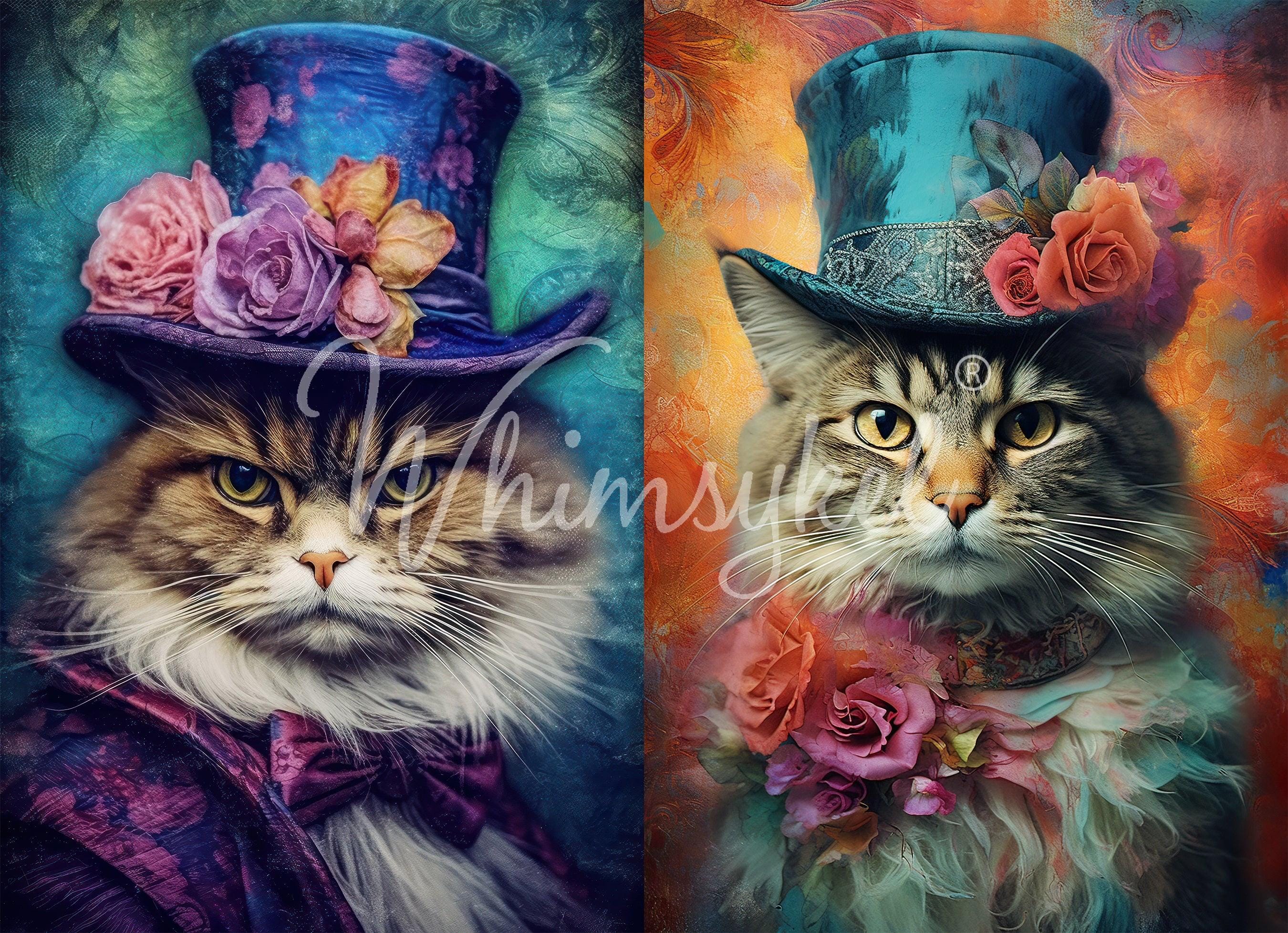 DUO CAT | Large Decoupage Tissue Paper | Furniture | Arts/Crafts | 21x29 | Whimsykel Designs | Sour Puss & Riley Cooper