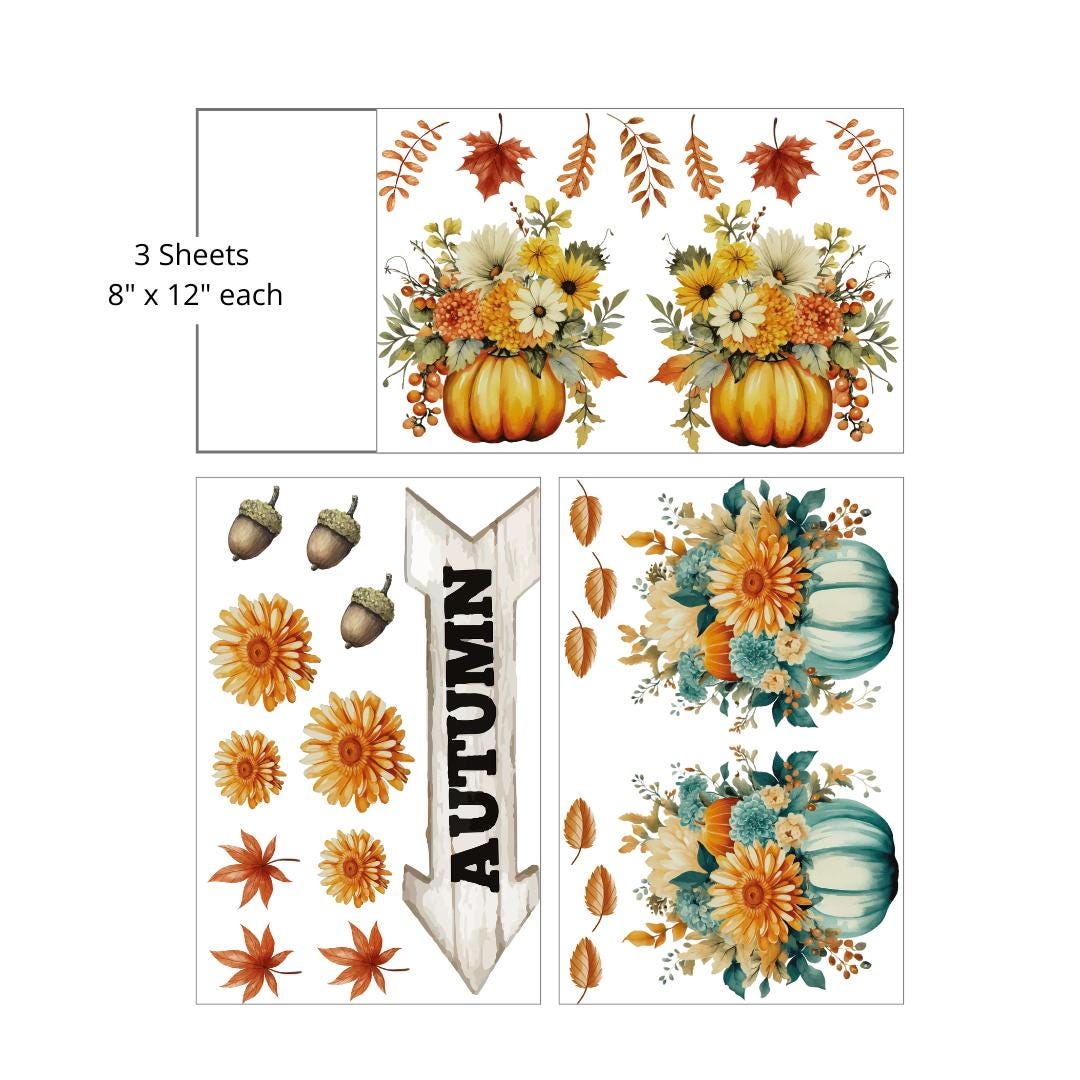 HEY PUNKIN | Mid Transfer | Dixie Belle Paint Company | 3 separate sheets of autumn decor and pumpkins