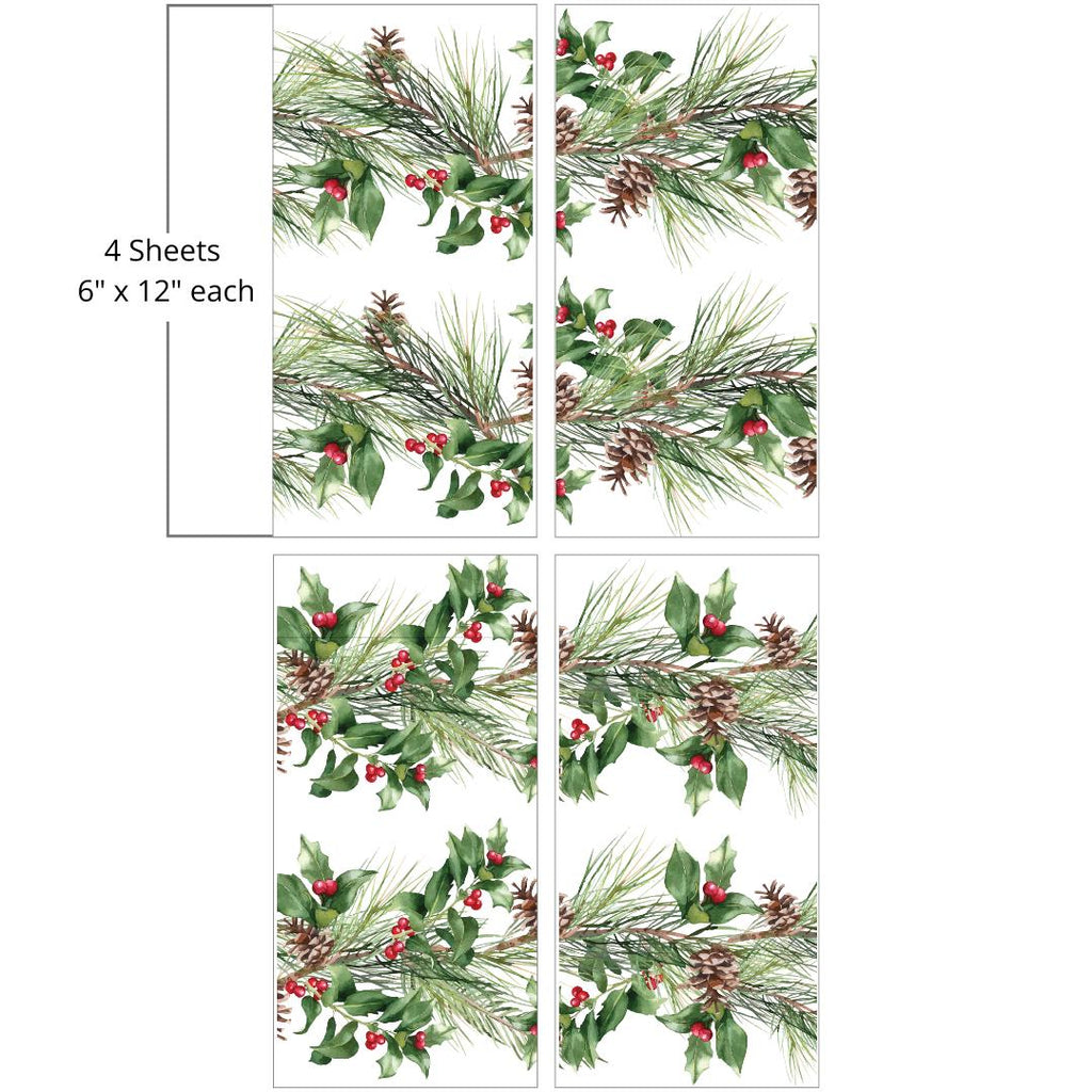YULETIDE HEARTH | Small Transfer | Dixie Belle Paint Company | 4 separate sheets of holiday garland