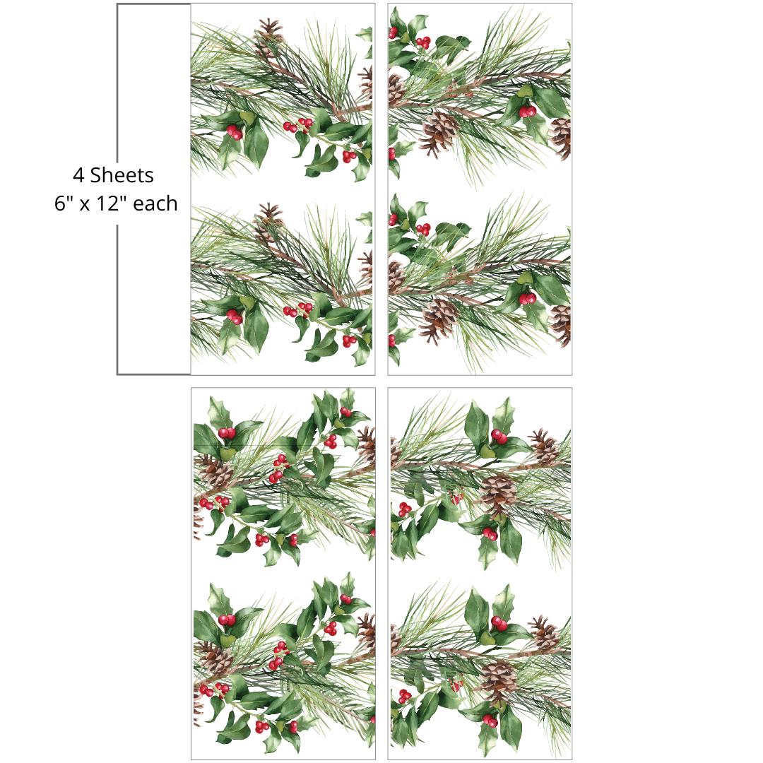 YULETIDE HEARTH | Small Transfer | Dixie Belle Paint Company | 4 separate sheets of holiday garland