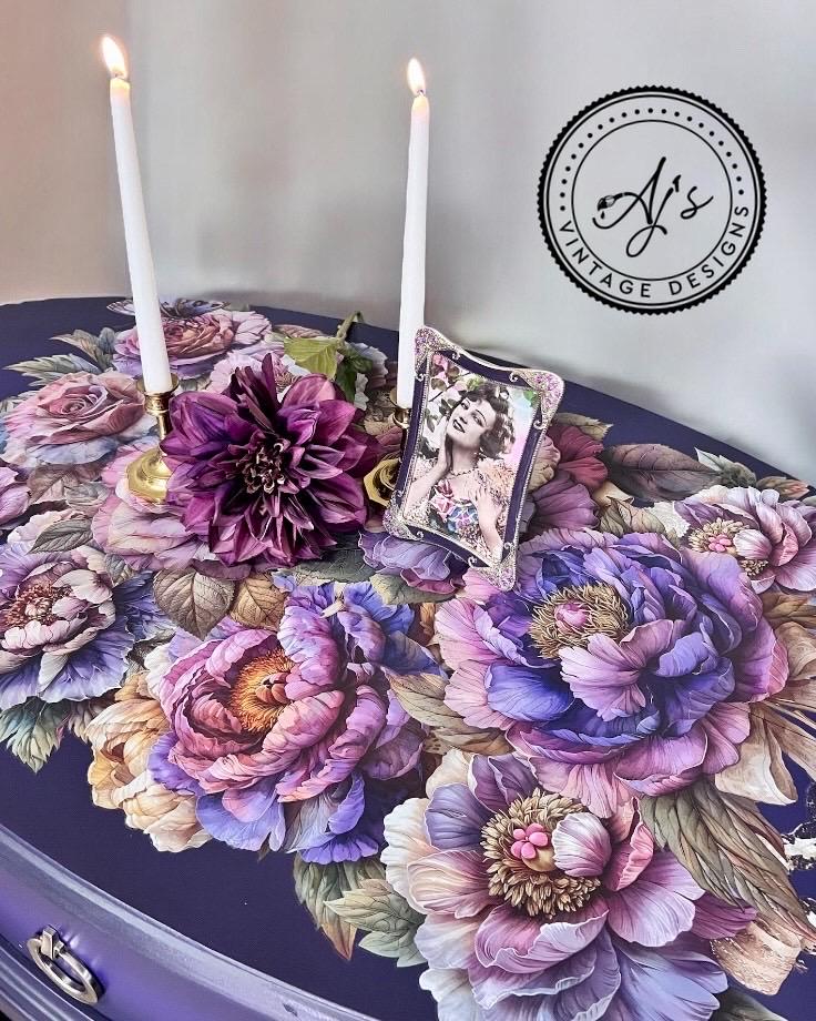 MY FAVORITE BOUQUET | Large Transfer | Dixie Belle Paint Company | 4 sheets of large pink and purple flowers
