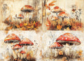 Fall Mushrooms | 21”x29” | Large Decoupage Tissue Paper | Whimsykel Designs | mushrooms surrounded by autumn leaves Whimsykel