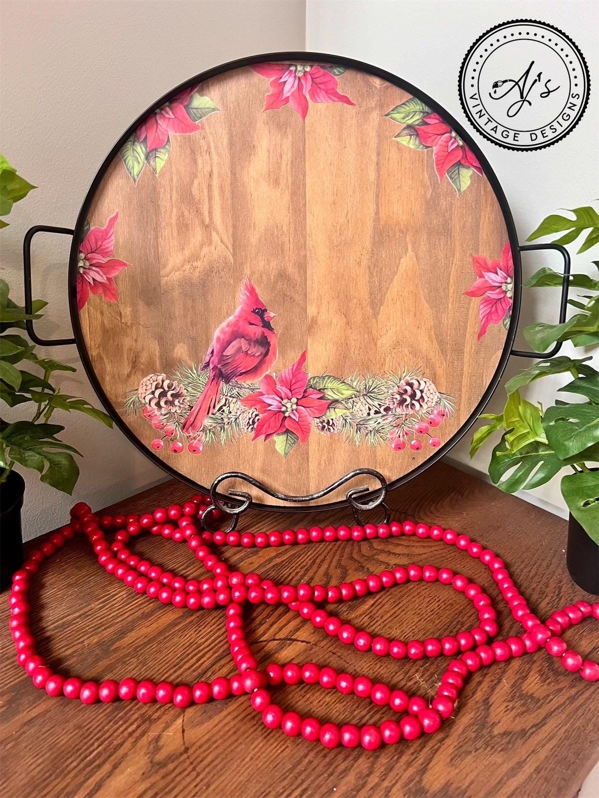 CAROLING CARDINALS | Retired | Small Transfer Dixie Belle Paint Company - 4 separate sheets of cardinals and pine cones