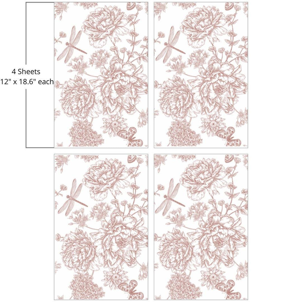 DRAGONFLY BLOOMS | Large Transfer | Dixie Belle Paint Company | 4 sheets of neutral dragonfly and flowers