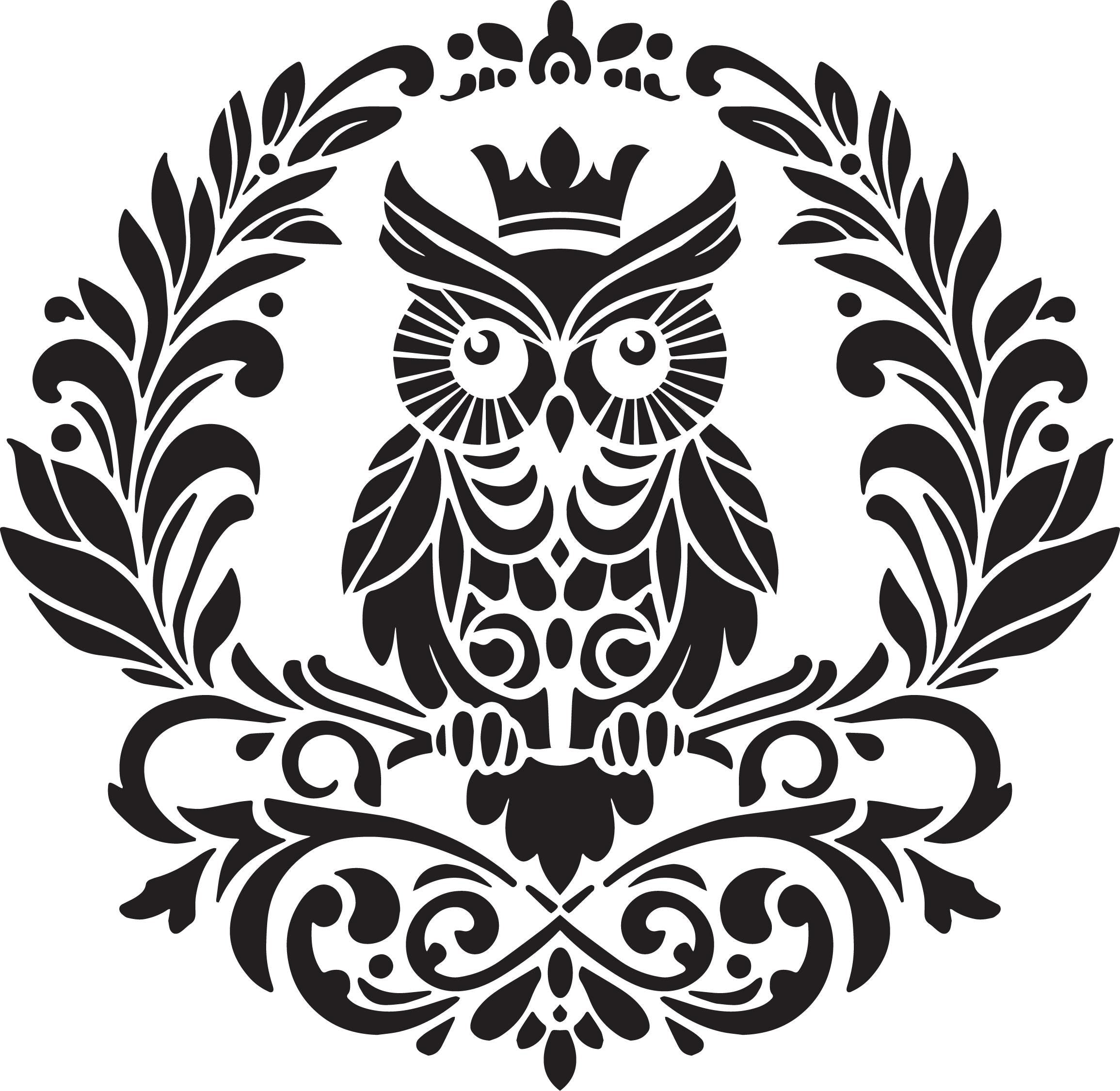 KING OWL III | Stencil | Furniture | Arts & Crafts | Dixie Belle Paint | owl in wreath
