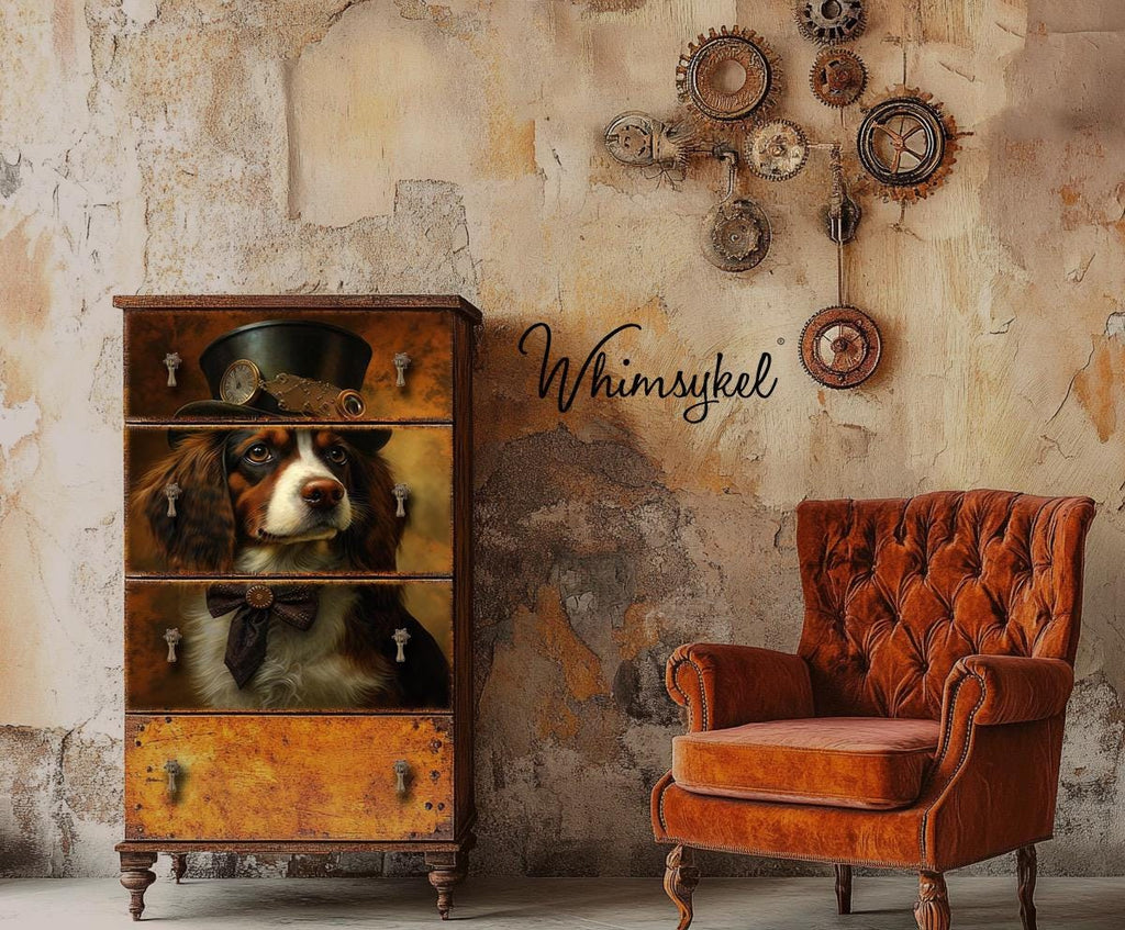 CAPPY | Large Decoupage Tissue Paper for Furniture | Arts & Crafts | 21x29 | Whimsykel Designs | cute dog w bow tie