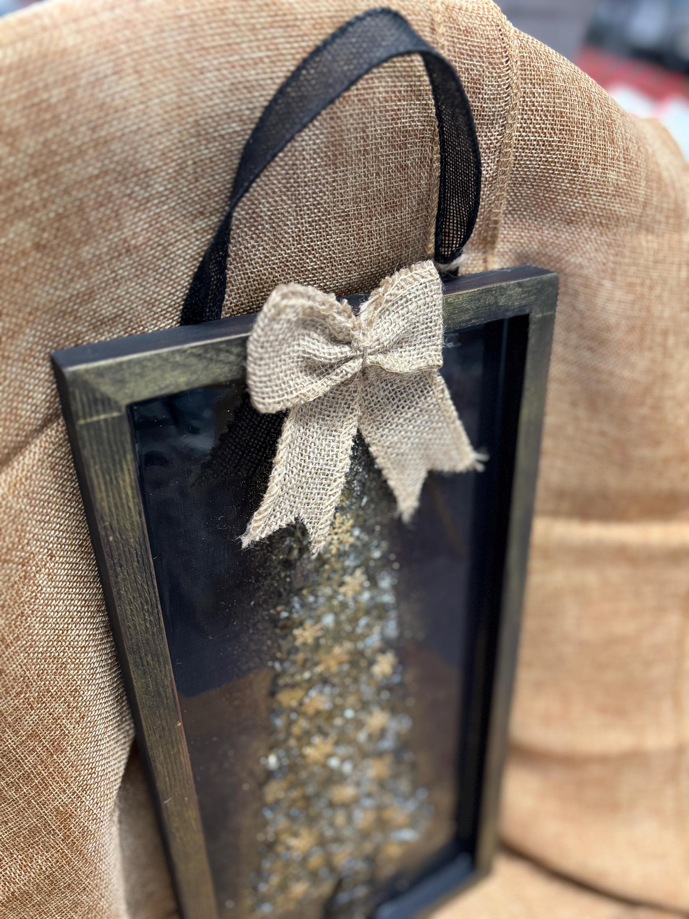 Elegant Gold Crushed Glass and Resin Tree Wall Art - Handmade Holiday Decor