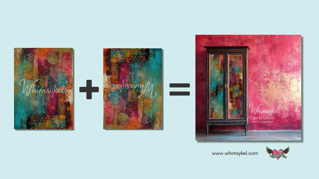 Colorful Echoes | 21”x29” | Large Decoupage Tissue Paper | Whimsykel Designs | Colorful Abstract Design Whimsykel