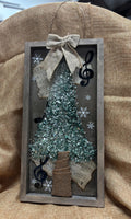 Rustic Music-Themed Crushed Glass and Resin Tree Wall Art - Handmade Holiday Decor