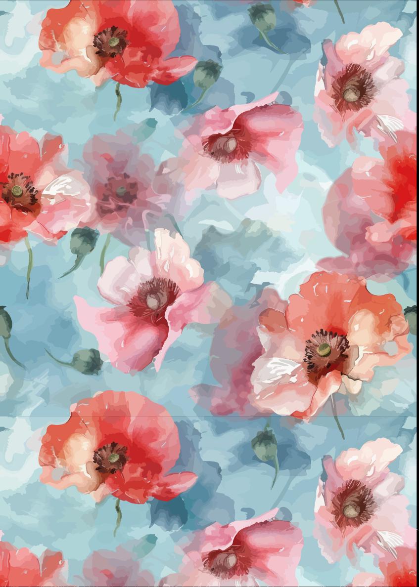 WATERCOLOR POPPY | A3- 11.7 x 16.54 inches | Rice Decoupage Paper | Furniture | Crafts | Art