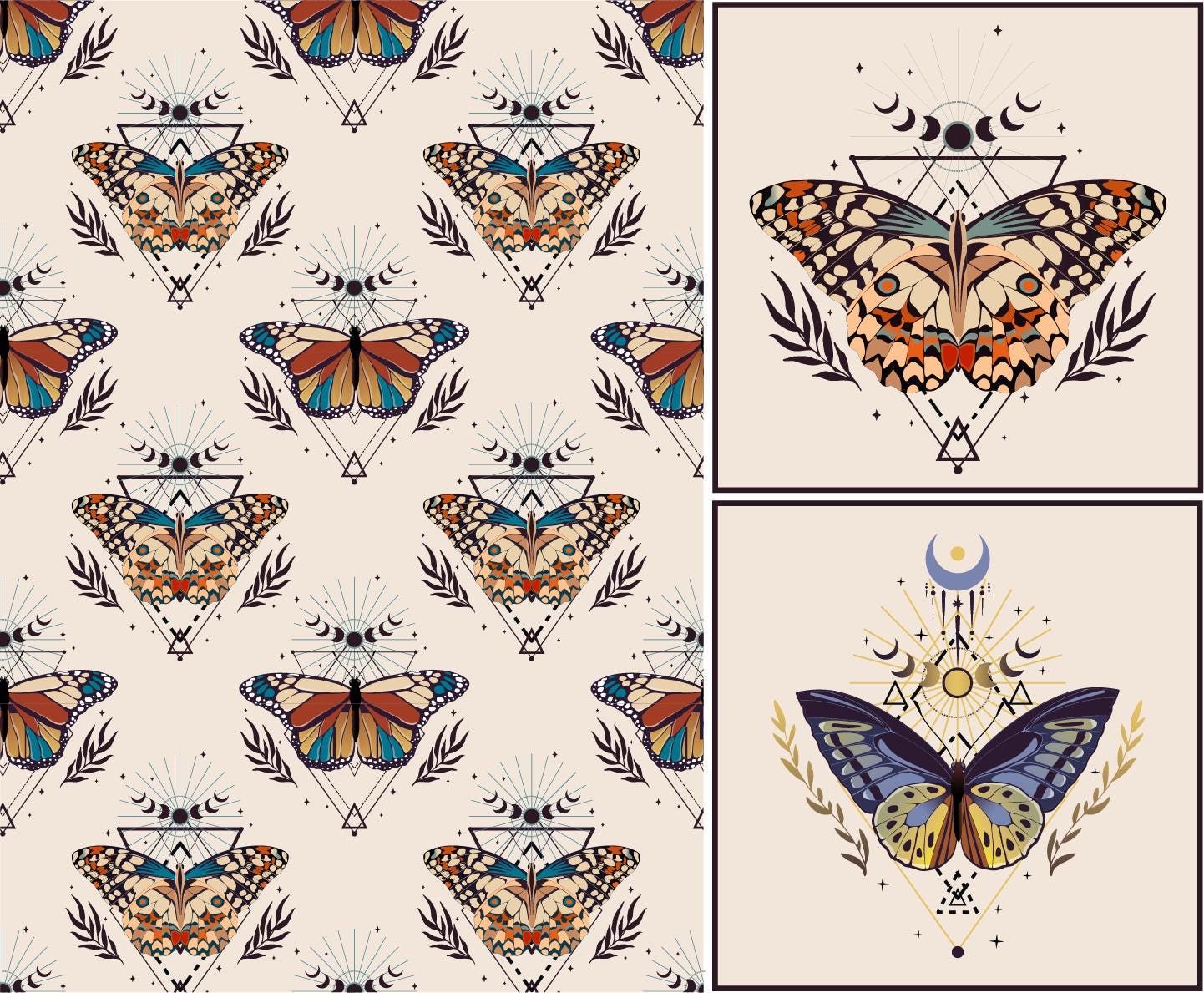 BOHO BUTTERFLIES | 2 Sheets A3- 11.7 x 16.54 inches | Rice Decoupage Paper | Furniture | Crafts | Art