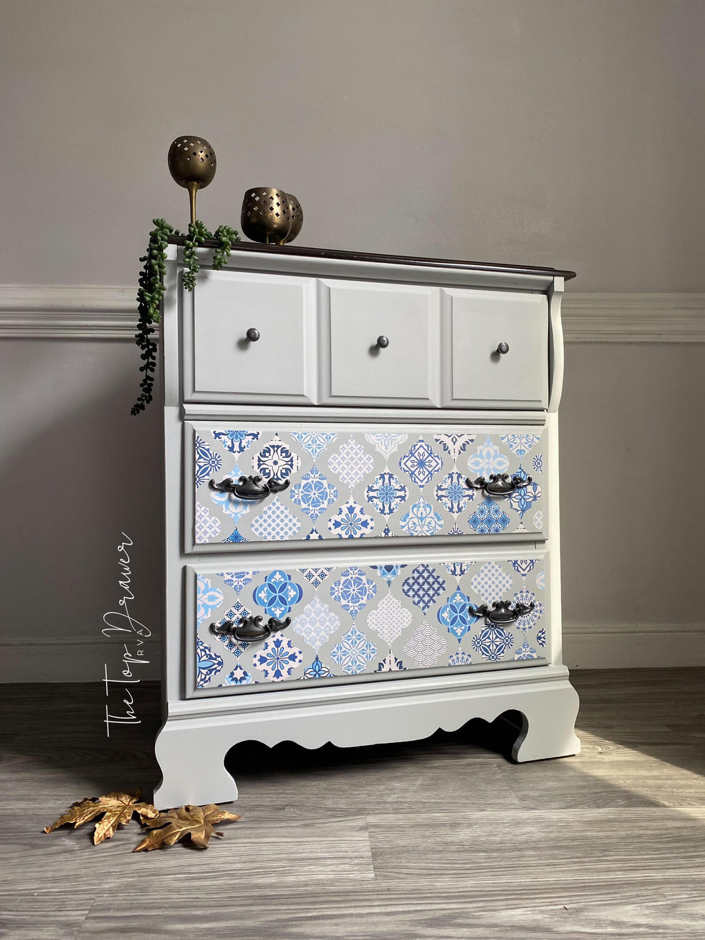 SAPPHIRE SONATA | Retired | Large Transfer | Dixie Belle Paint | intricate design of rich blue hues