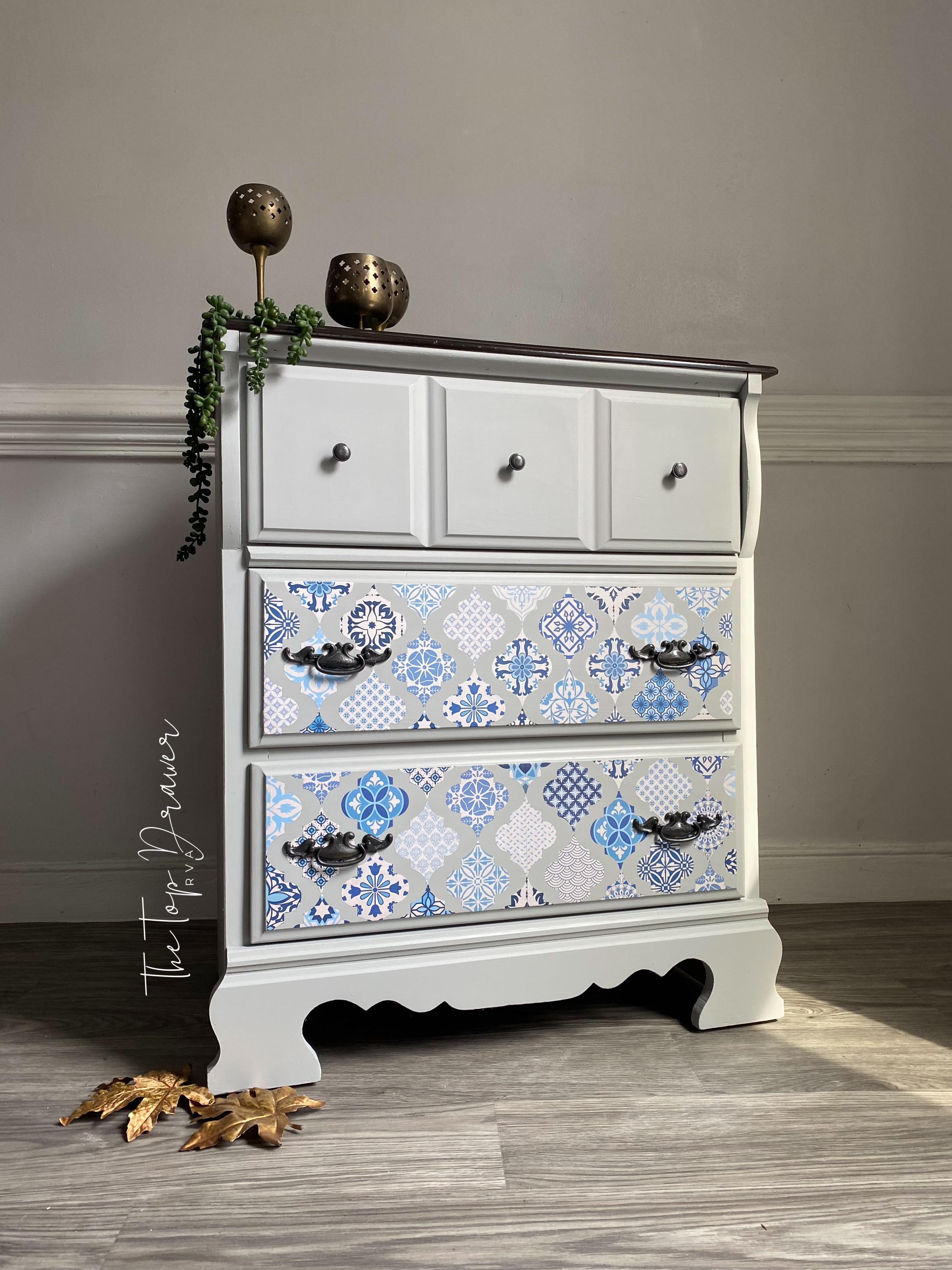 SAPPHIRE SONATA | Retired | Large Transfer | Dixie Belle Paint | intricate design of rich blue hues