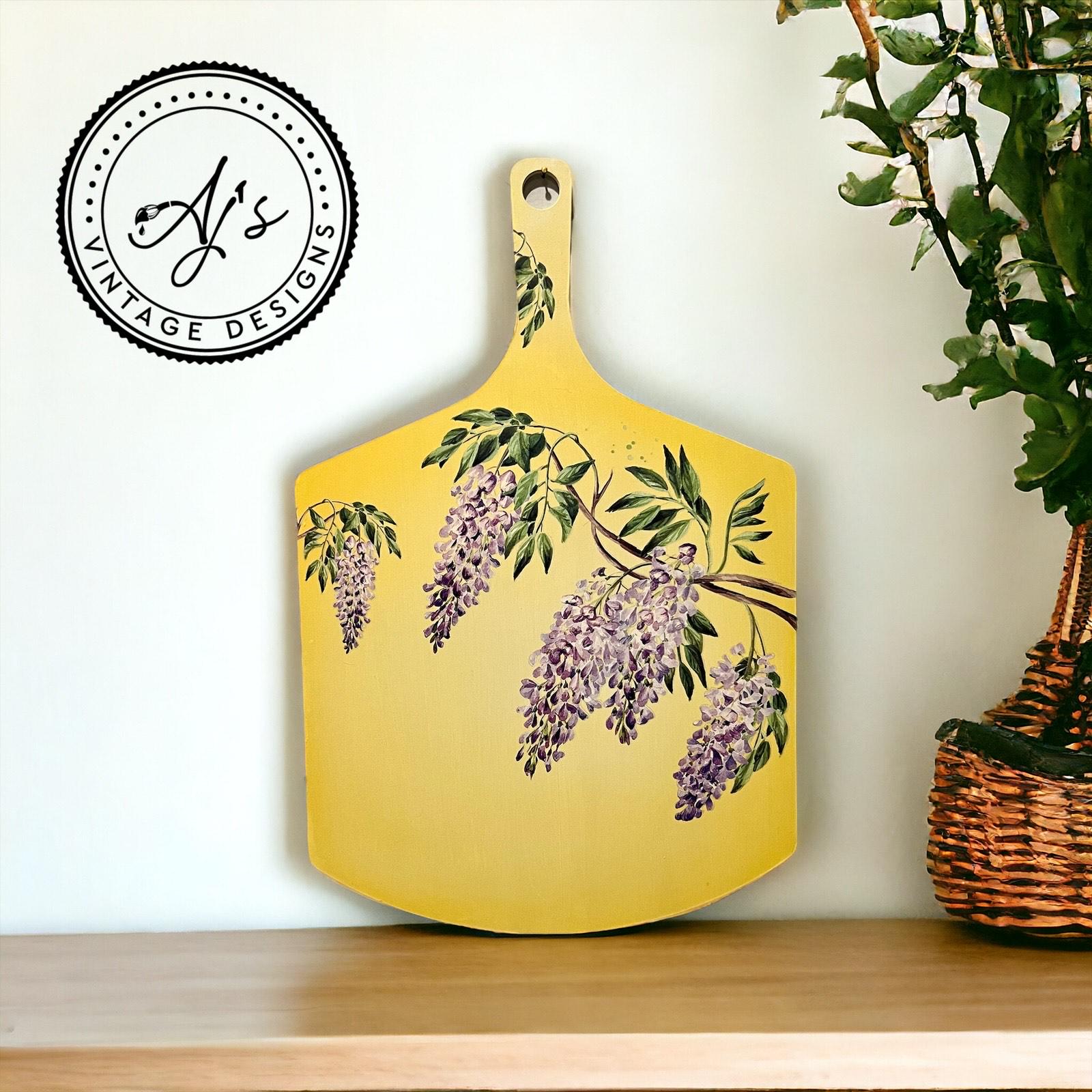 WISTERIA SPRING | Retired | Large Transfer | Dixie Belle Paint | wisteria on clear and purple background