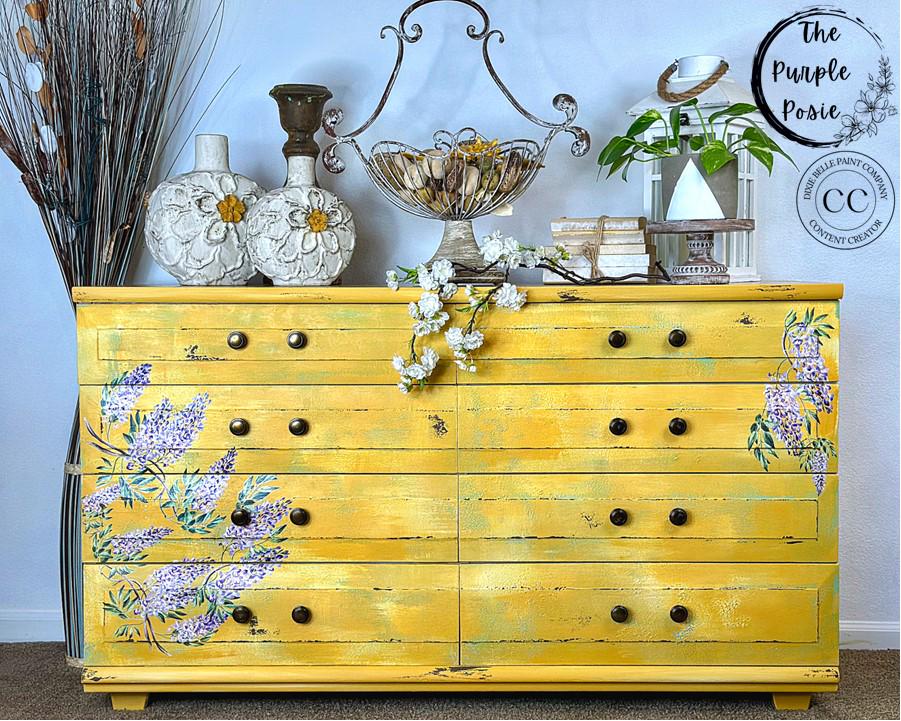 WISTERIA SPRING | Retired | Large Transfer | Dixie Belle Paint | wisteria on clear and purple background