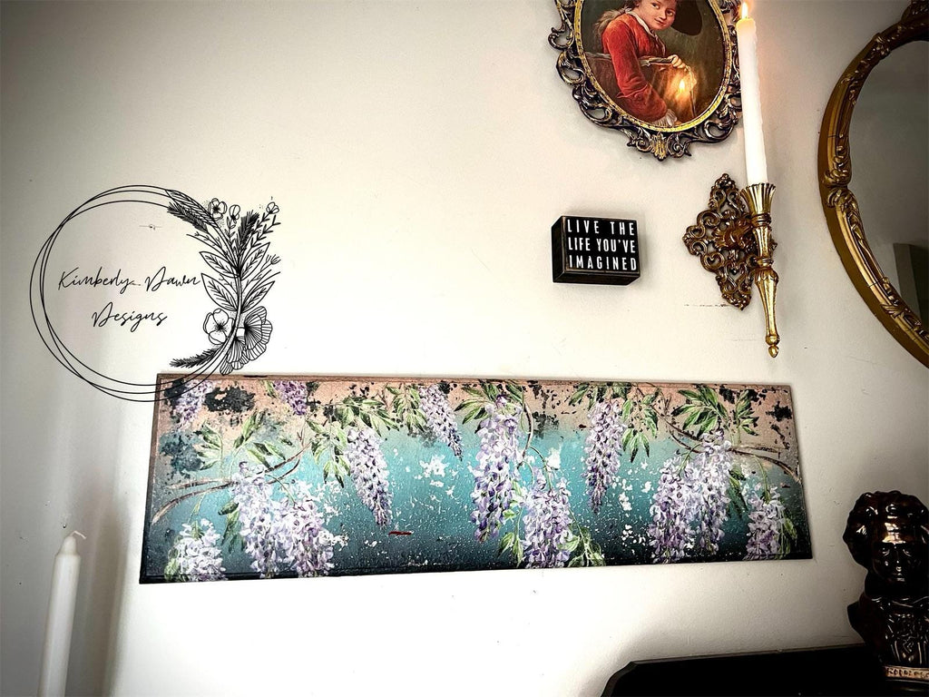 WISTERIA SPRING | Retired | Large Transfer | Dixie Belle Paint | wisteria on clear and purple background