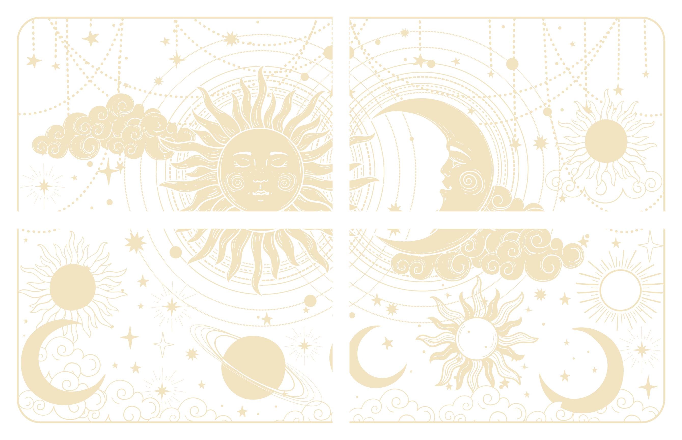 LANI'S CELESTIAL DREAM | Retired | Large Transfer | Dixie Belle Paint | gold sun moon and stars on clear background