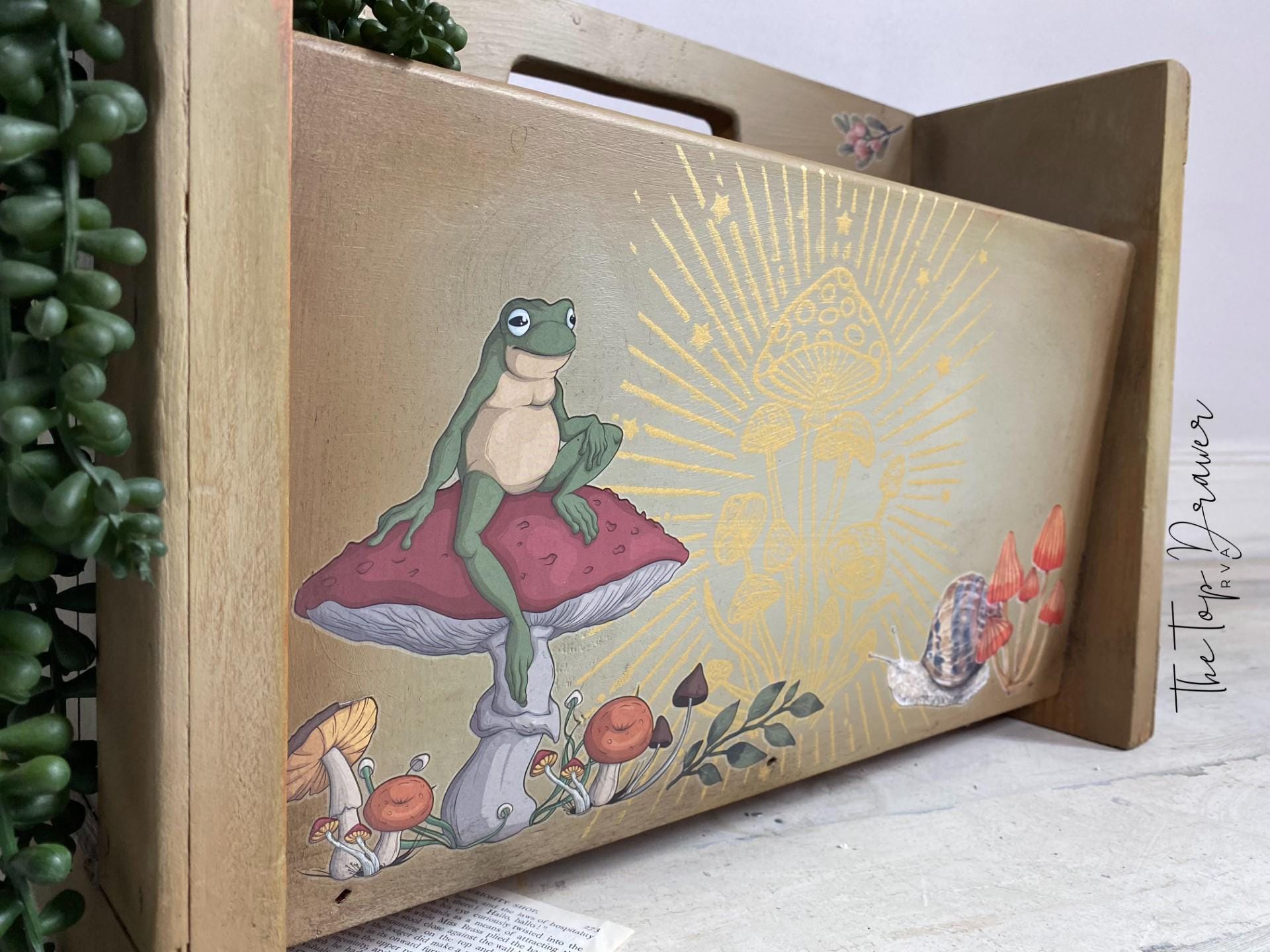 Mr. TOAD'S HAPPY PLACE | Transfer | Retired | Crafts | Art | Dixie Belle Paint | mushrooms, snails, butterflies and frogs