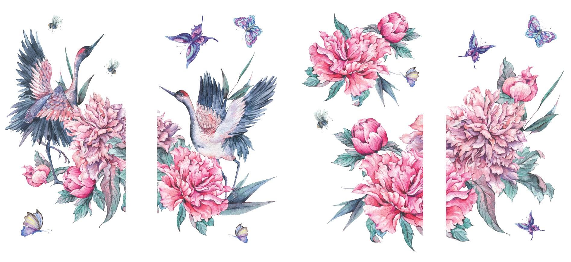 VERSAILLES GARDEN | Retired | Small Transfer For Furniture | Crafts | Art | Dixie Belle Paint | birds, florals, butterflies