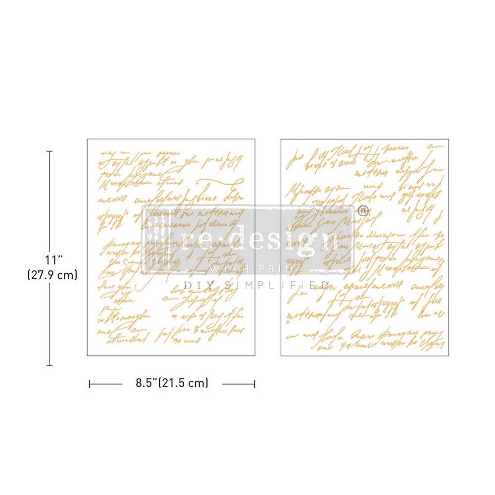 SHIMMERING SCRIPT | Middy Transfers | Redesign With Prima | Rub on Transfers for Furniture and Crafts | 2 sheets-8.5" x 11"