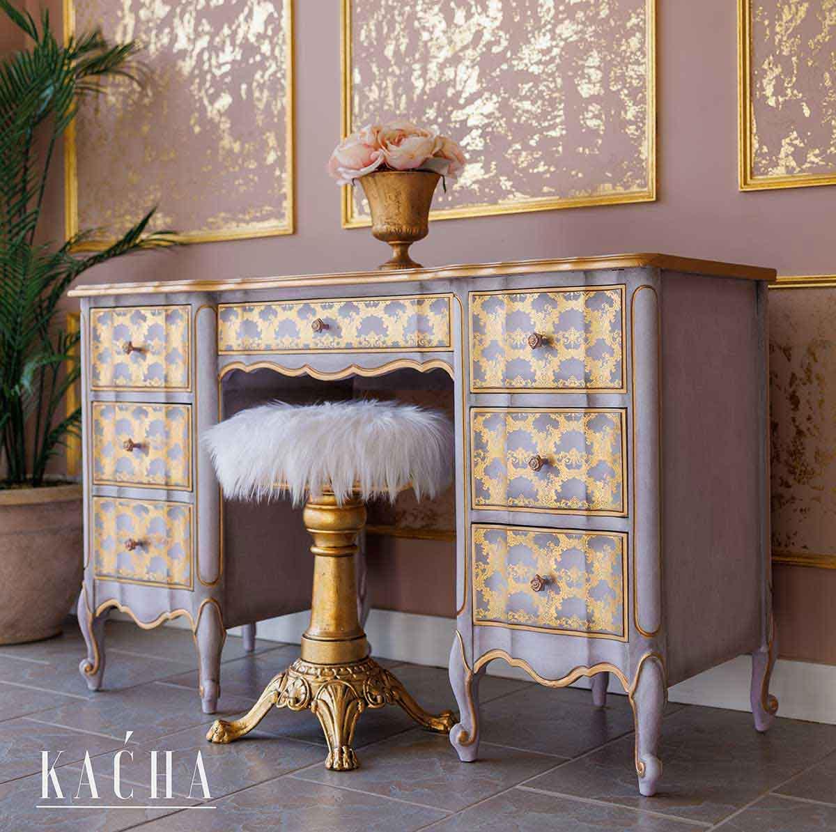 GOLDEN LACEWORK | Middy Transfers | Redesign With Prima | Rub on Transfers for Furniture and Crafts | 2 sheets-8.5" x 11"