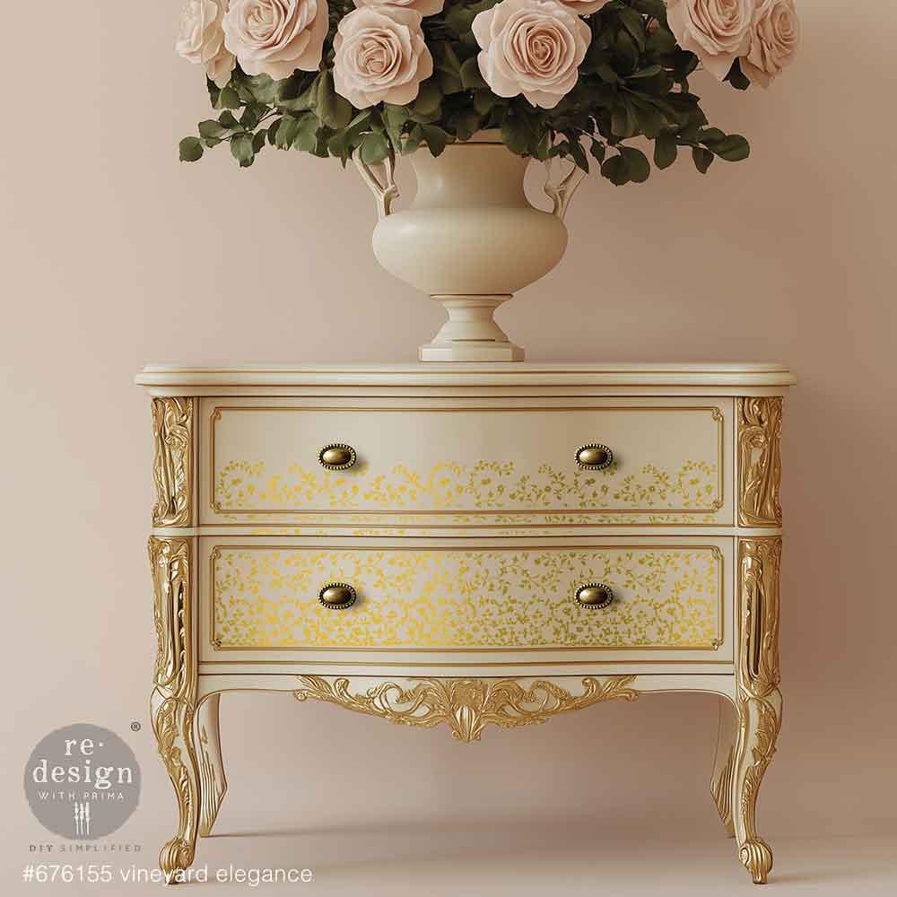 VINEYARD ELEGANCE | Middy Transfers | Redesign With Prima | Rub on Transfers for Furniture and Crafts | 2 sheets-8.5" x 11"